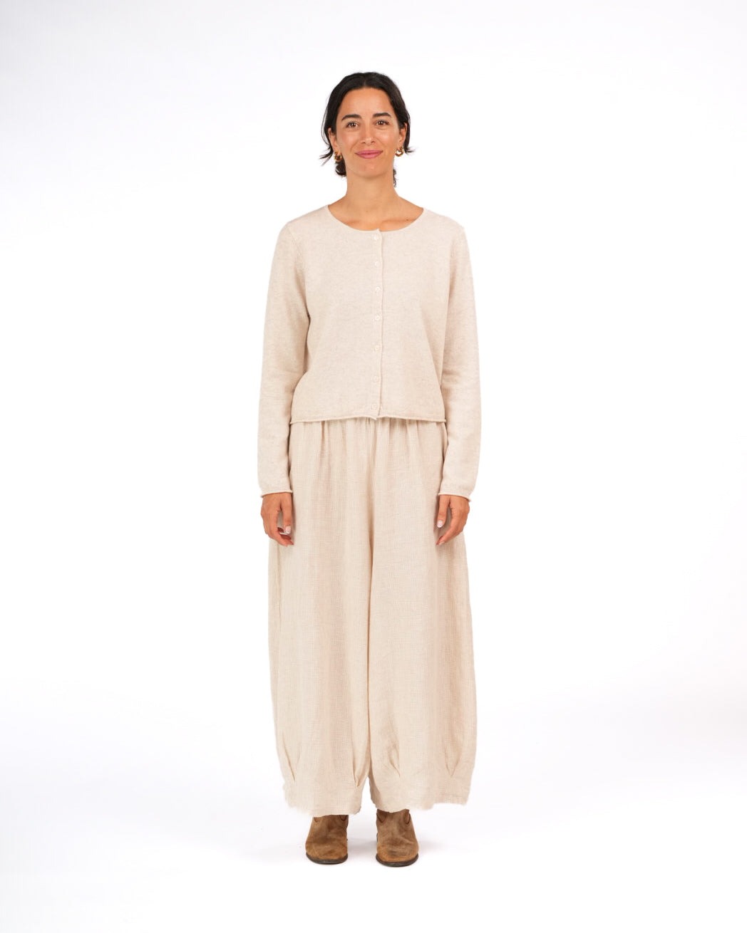 Montaigne NZ Lambswool Cropped Cardigan Soft Rose1