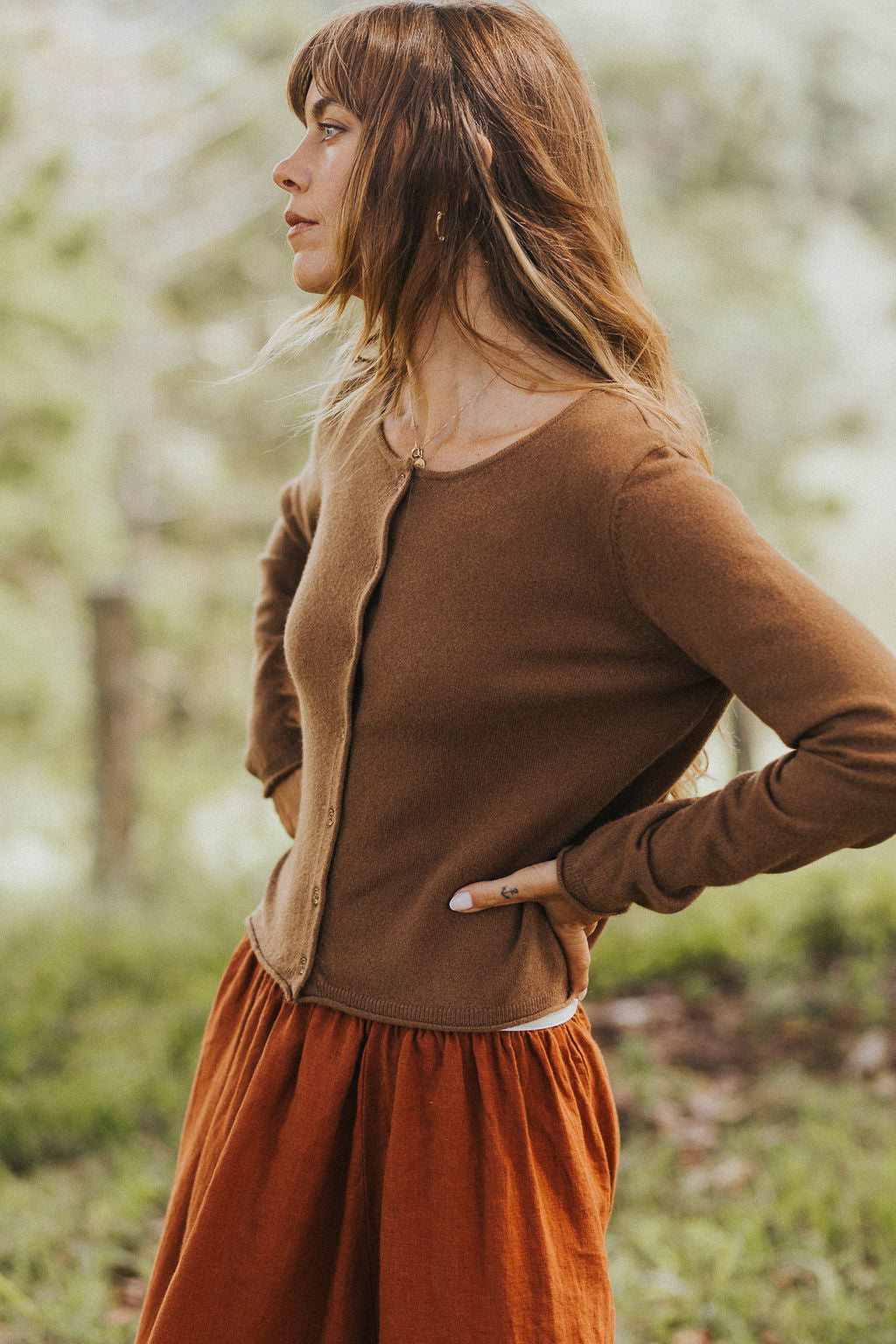 Montaigne NZ Lambswool Cropped Cardigan Toffee5