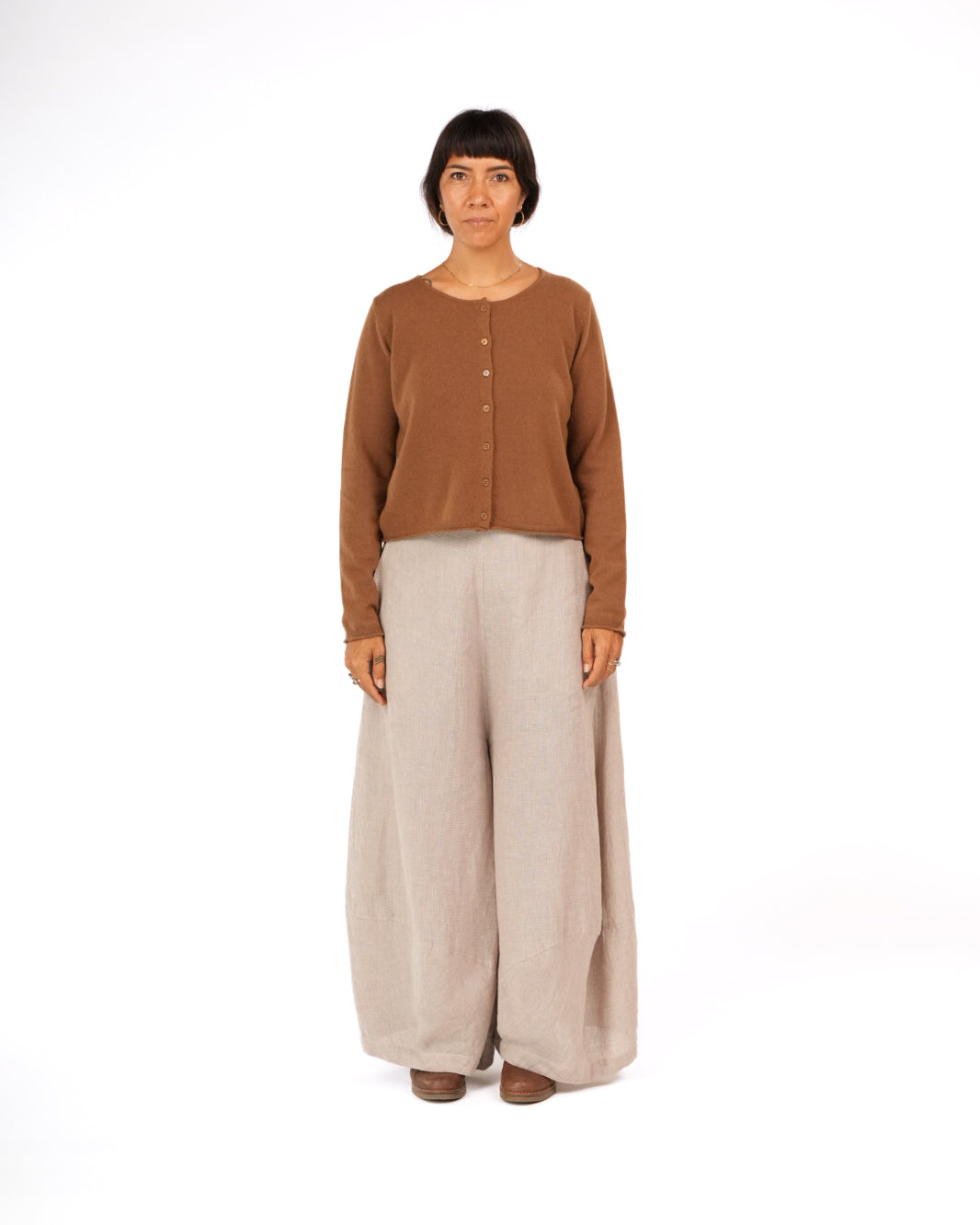 Montaigne NZ Lambswool Cropped Cardigan Toffee
