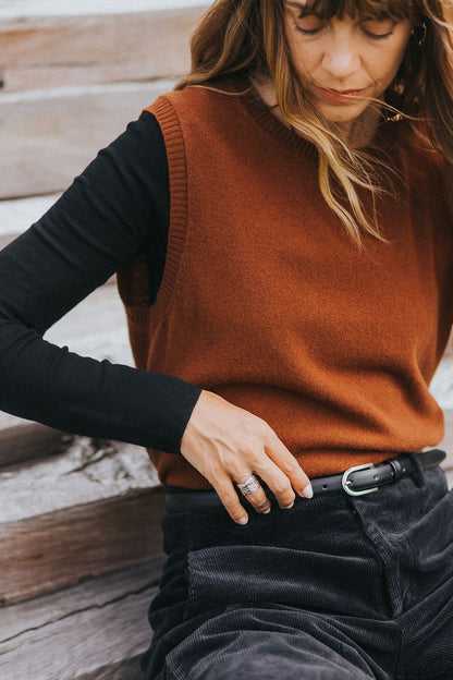 Montaigne NZ Lambswool Oversized Vest Chestnut4