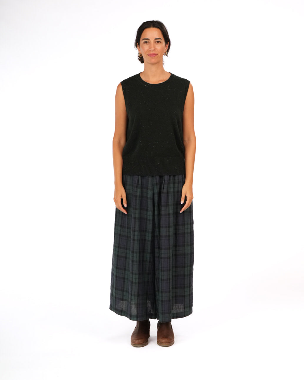 Montaigne NZ Lambswool Oversized Vest Green Melange1