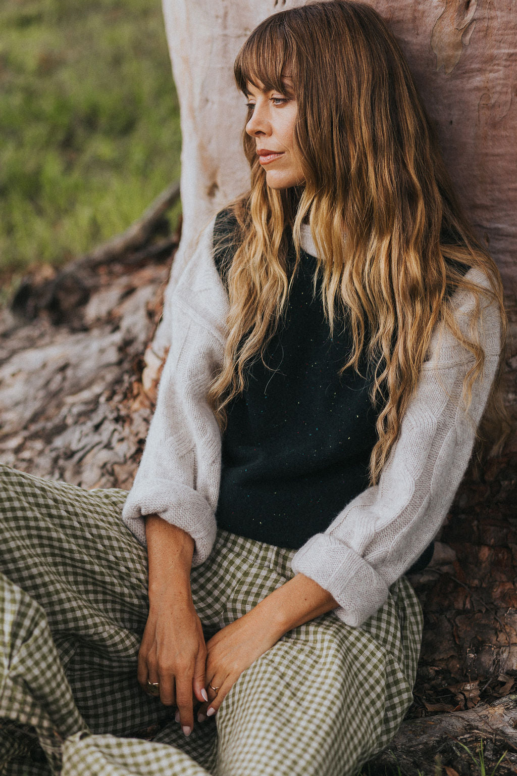 Montaigne NZ Lambswool Oversized Vest Green Melange3