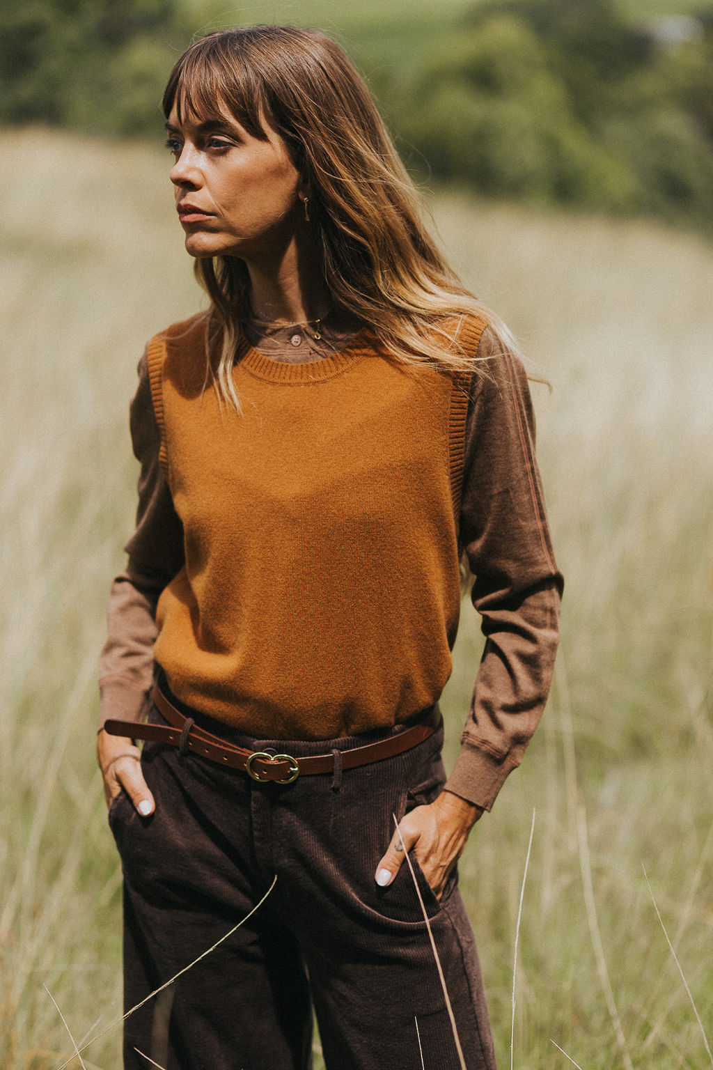 Montaigne NZ Lambswool Oversized Vest Spice