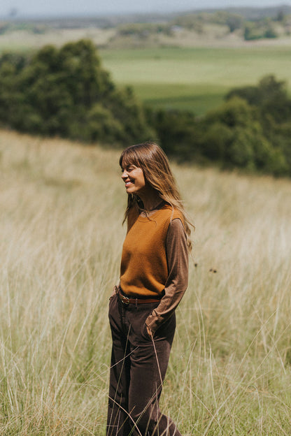 Montaigne NZ Lambswool Oversized Vest Spice2