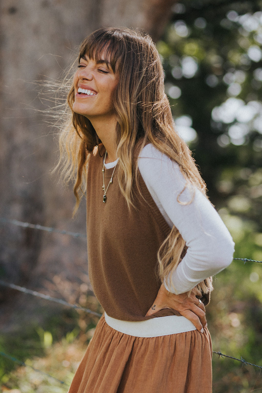 Montaigne NZ Lambswool Oversized Vest Toffee