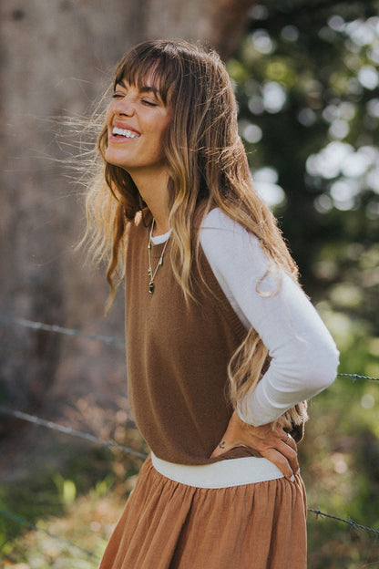 Montaigne NZ Lambswool Oversized Vest Toffee