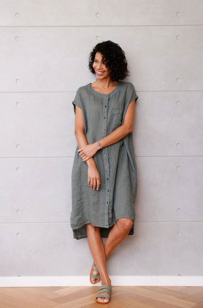 Montaigne Ocèane Linen Dress Khaki