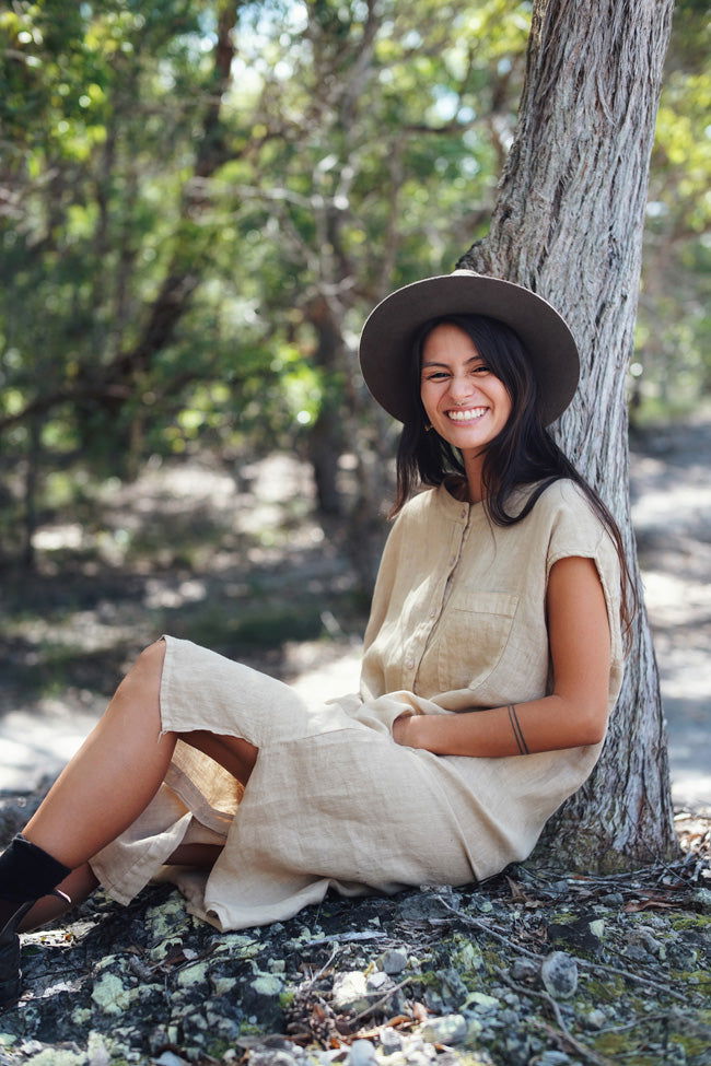 Montaigne Ocèane Linen Dress Ocre