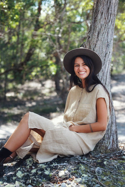Montaigne Ocèane Linen Dress Ocre