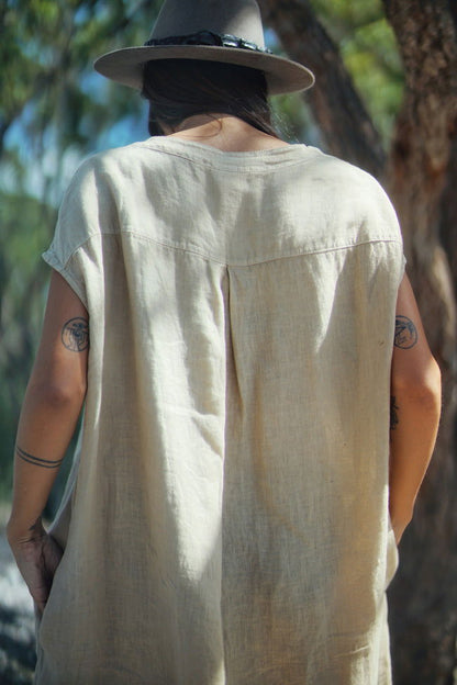 Montaigne Ocèane Linen Dress Ocre3