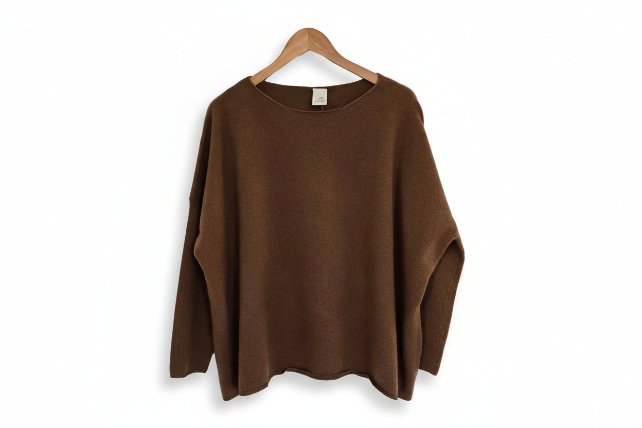 Montaigne Olivia 100% New Zealand Lambswool Jumper Toffee