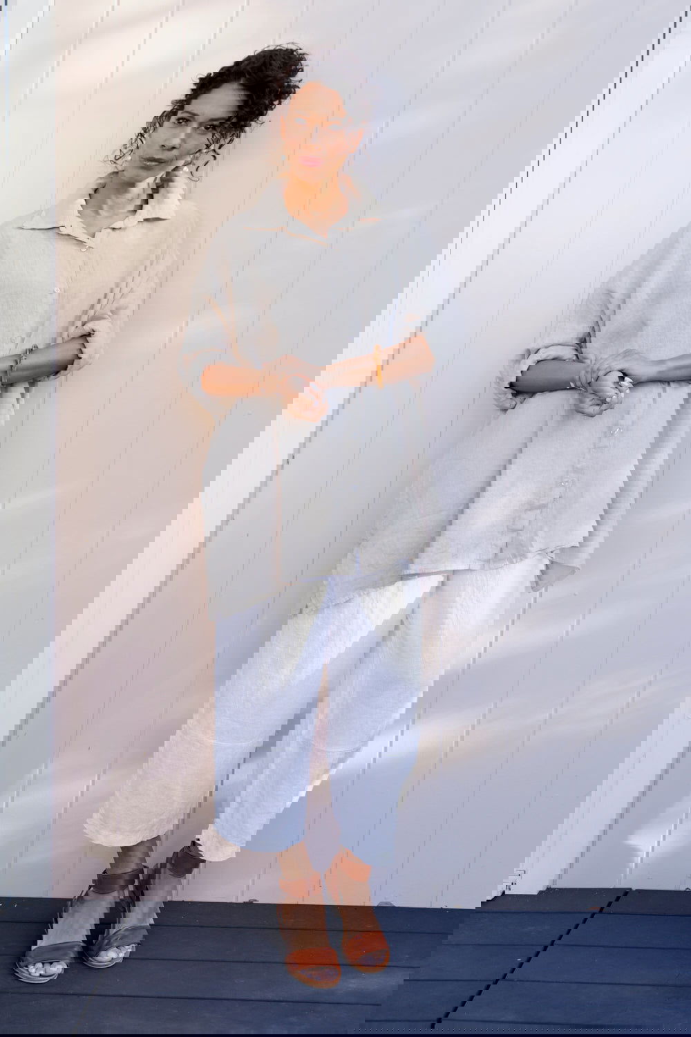 Montaigne Oversized Linen Boyfriend Shirt Natural2