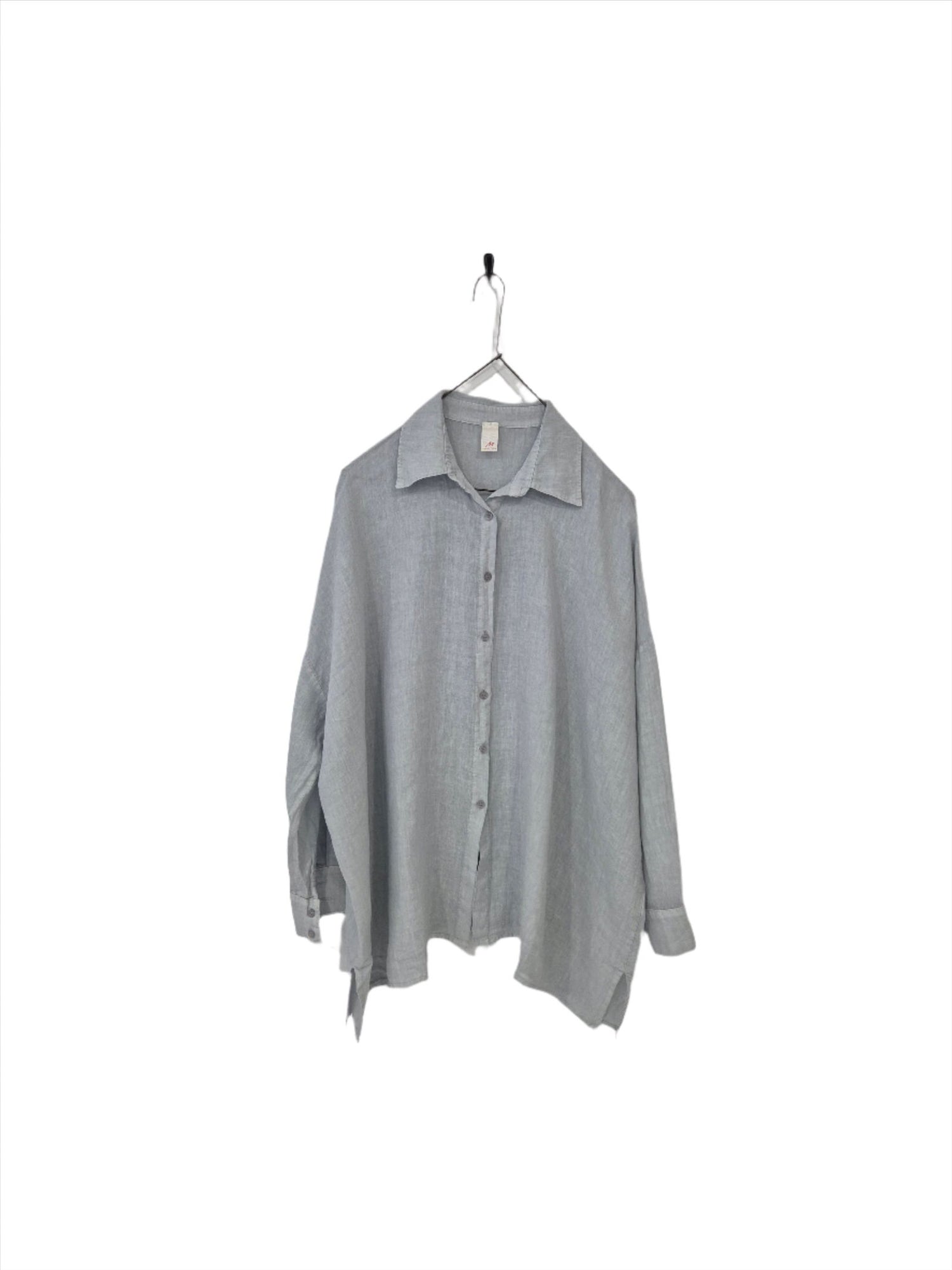 Montaigne Oversized Linen Boyfriend Shirt Silver