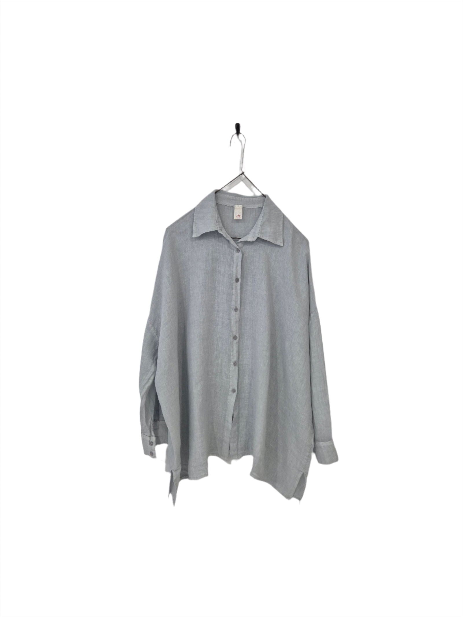 Montaigne Oversized Linen Boyfriend Shirt Silver