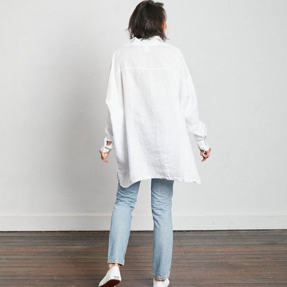 Montaigne Oversized Linen Boyfriend Shirt White2
