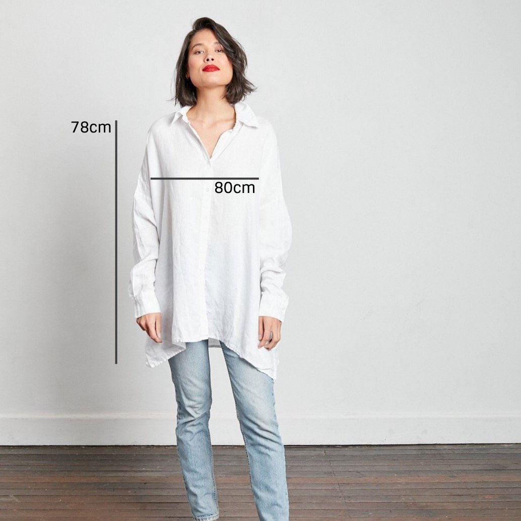 Montaigne Oversized Linen Boyfriend Shirt White6