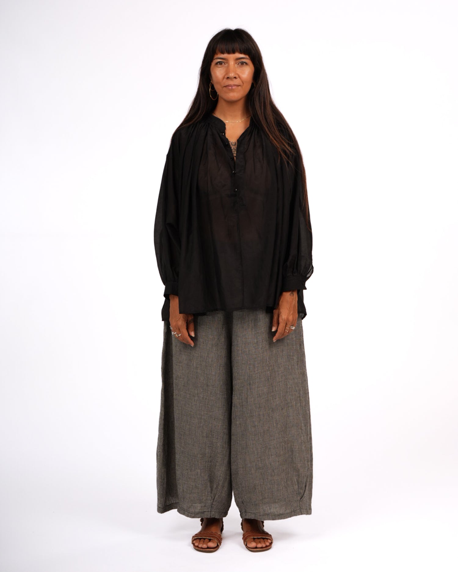 Montaigne Palma Cotton Silk Long Sleeve Blouse Black