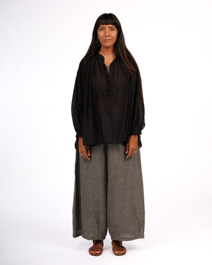 Montaigne Palma Cotton Silk Long Sleeve Blouse Black