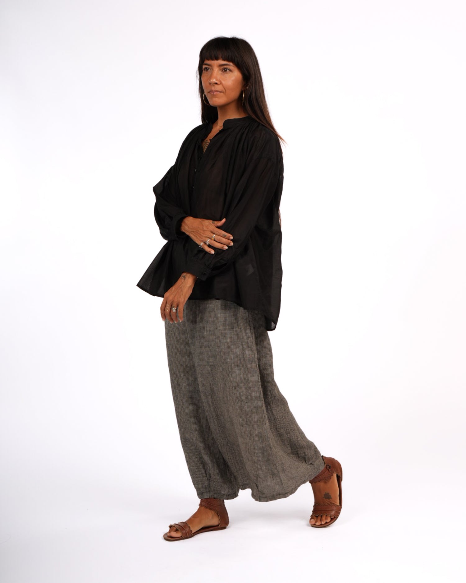 Montaigne Palma Cotton Silk Long Sleeve Blouse Black1