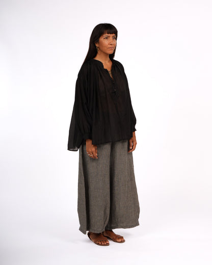 Montaigne Palma Cotton Silk Long Sleeve Blouse Black2