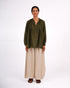 Montaigne Palma Cotton Silk Long Sleeve Blouse Green1