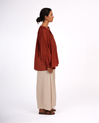 Montaigne Palma Cotton Silk Long Sleeve Blouse Rust4