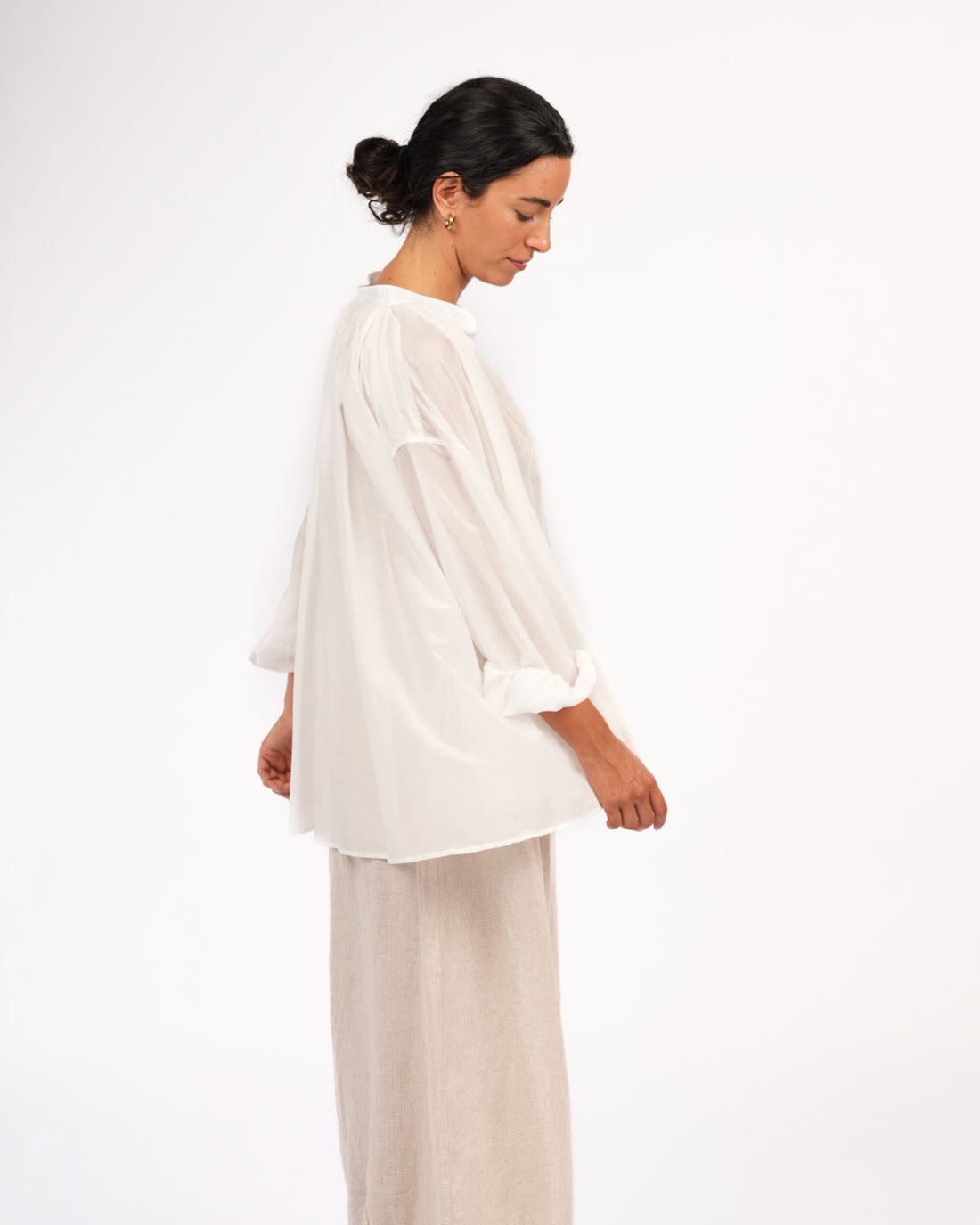 Montaigne Palma Cotton Silk Long Sleeve Blouse White2