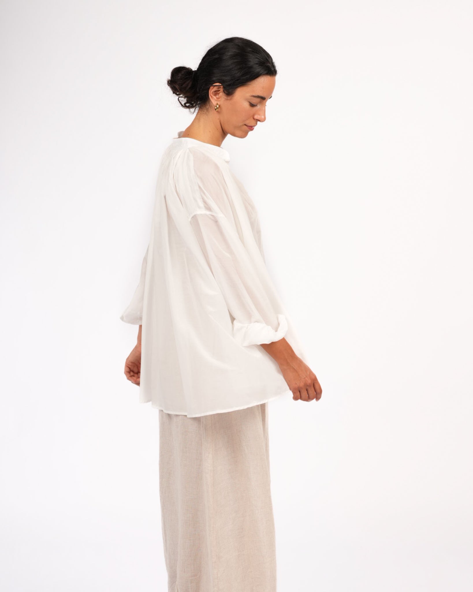 Montaigne Palma Cotton Silk Long Sleeve Blouse White2