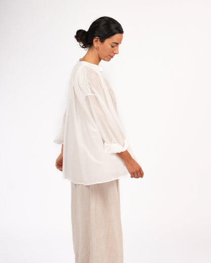Montaigne Palma Cotton Silk Long Sleeve Blouse White2