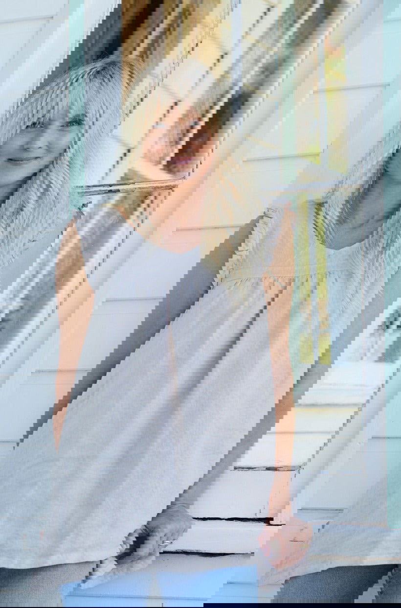 Montaigne Papillon Linen Sleeveless Top Natural