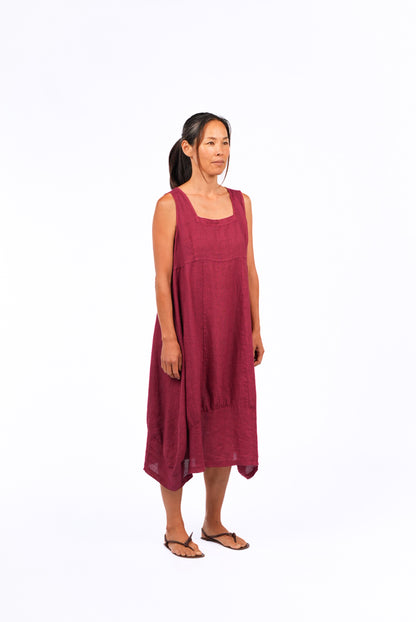 Montaigne Paris Anais Linen Pinafore Dress Barn Red