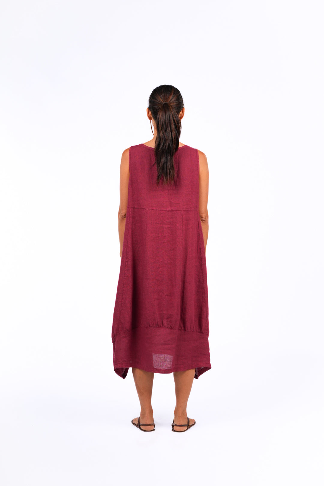 Montaigne Paris Anais Linen Pinafore Dress Barn Red