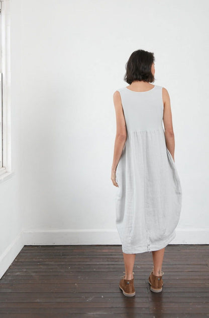 Montaigne Aurelie Casual Linen Dress Silver2