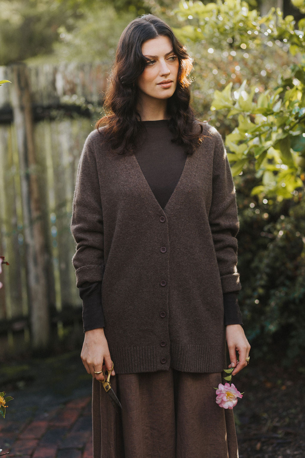 Montaigne Patou Pure Lambswool Cardigan Brown2
