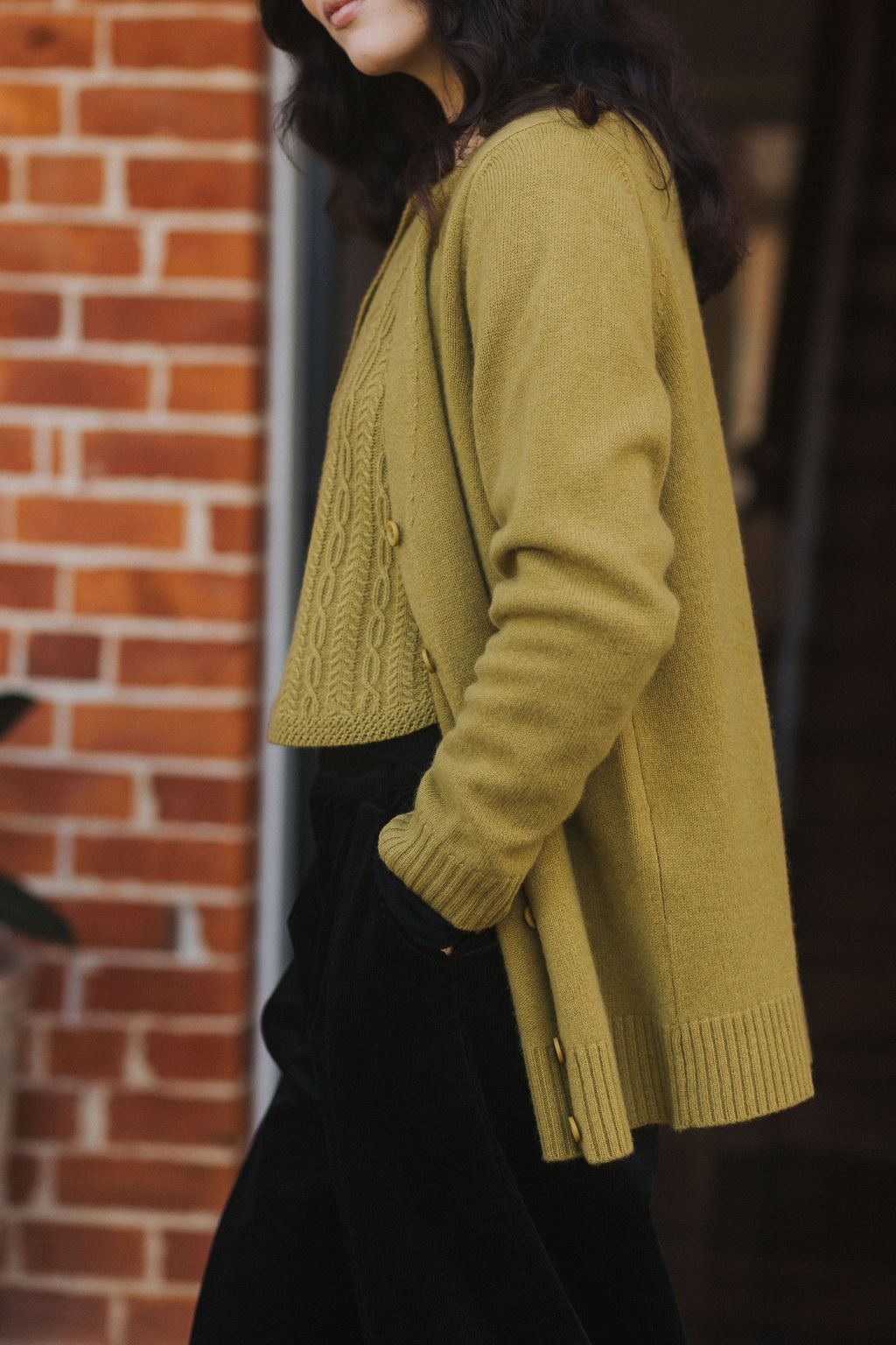 Montaigne Patou Pure Lambswool Cardigan Chartreuse1