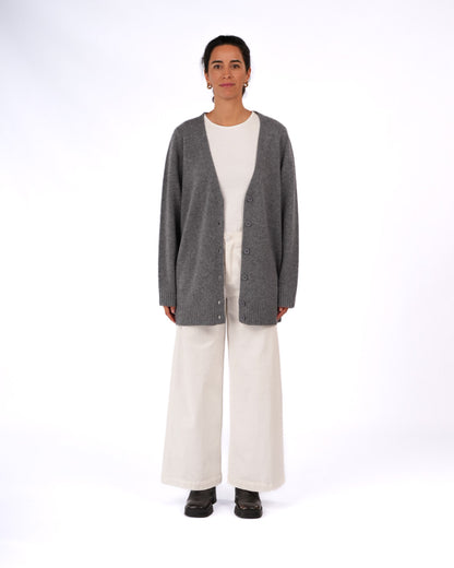 Montaigne Patou Pure Lambswool Cardigan Grey