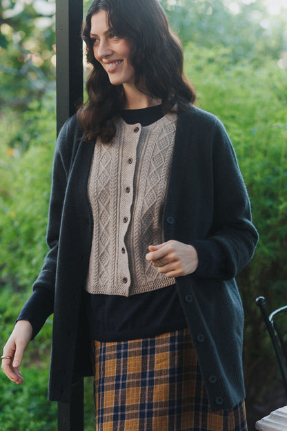 Montaigne Patou Pure Lambswool Cardigan Indigo