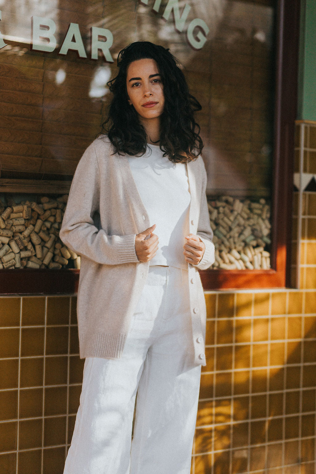 Montaigne Patou Pure Lambswool Cardigan Light Oat