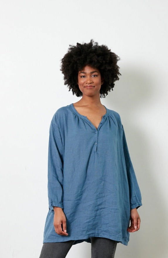 Montaigne Paysanne Oversized Linen Shirt Denim