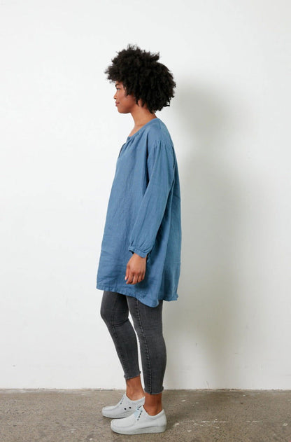 Montaigne Paysanne Oversized Linen Shirt Denim1