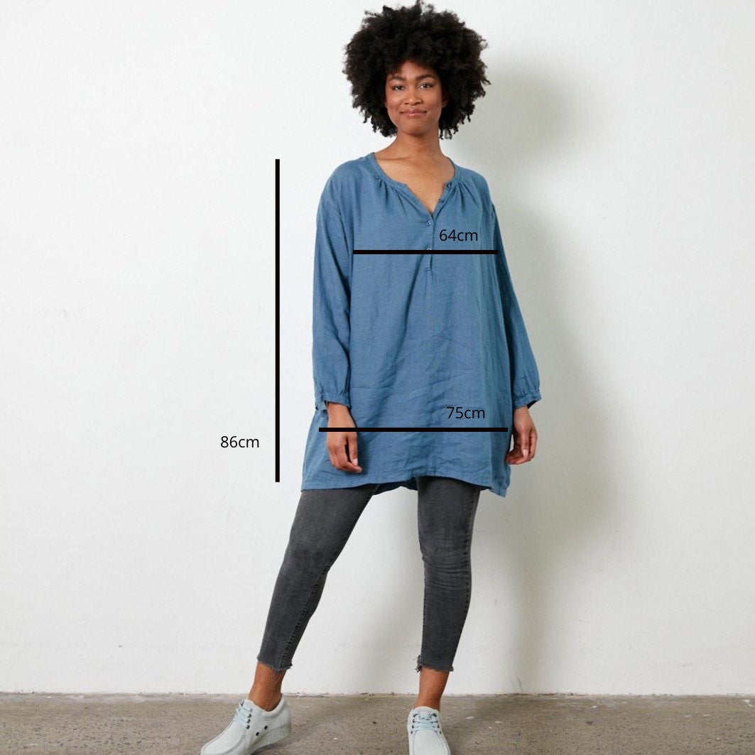 Montaigne Paysanne Oversized Linen Shirt denim3