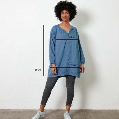 Montaigne Paysanne Oversized Linen Shirt denim3