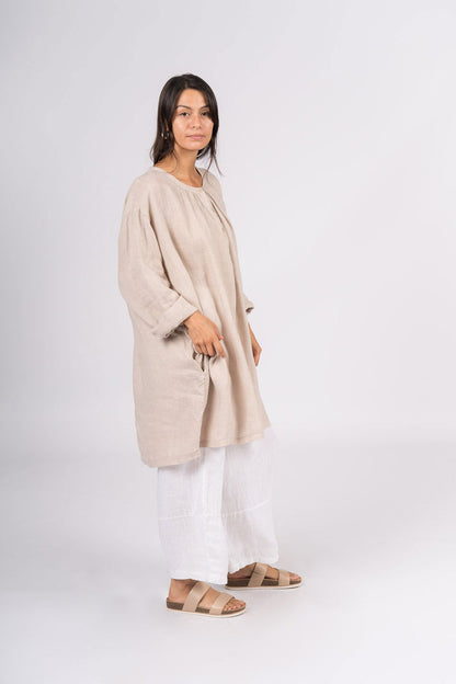 Montaigne Paysanne Oversized Linen Shirt Natural1