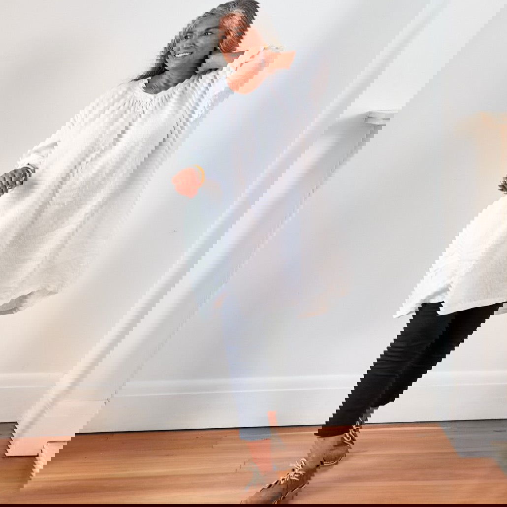 Montaigne Paysanne Oversized Linen Shirt White