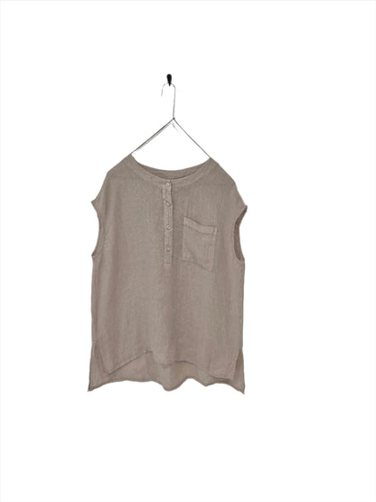 Montaigne Perla Linen Cap-Sleeve Top Natural