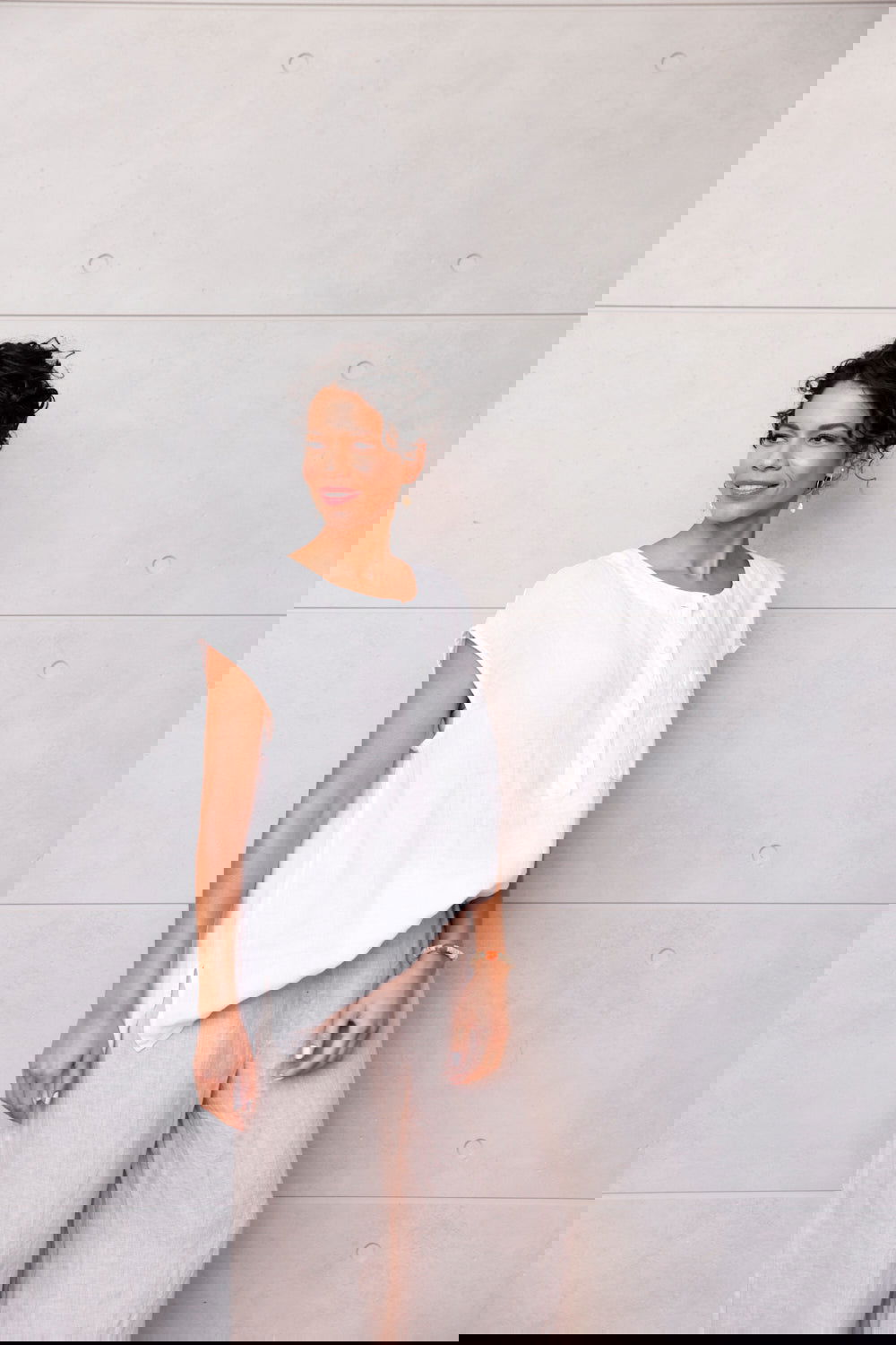 Montaigne Perla Linen Cap-Sleeve Top White