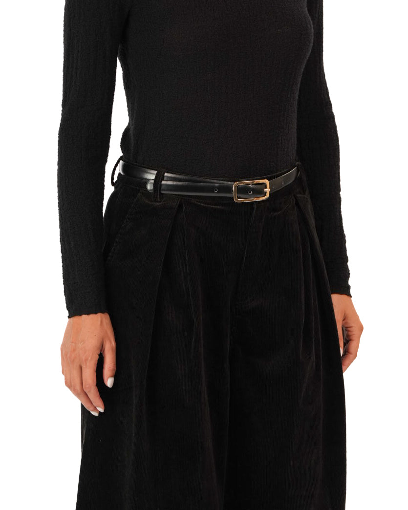 Montaigne Premium Cotton Corduroy Pleated Wide-Leg Pants Black1
