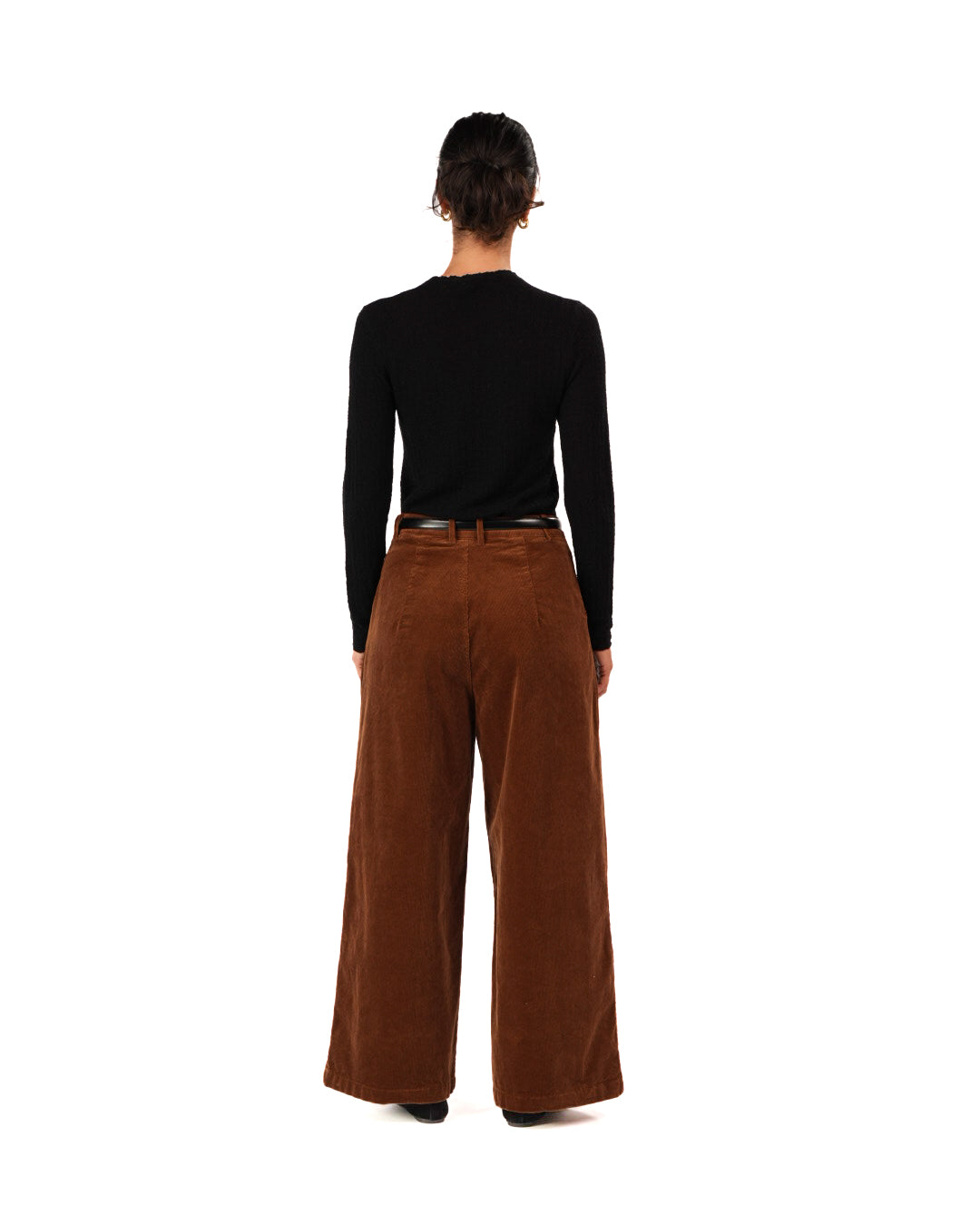 Montaigne Premium Cotton Corduroy Pleated Wide-Leg Pants Tobacco2