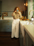 Montaigne Premium Cotton Corduroy Pleated Wide-Leg Pants White1