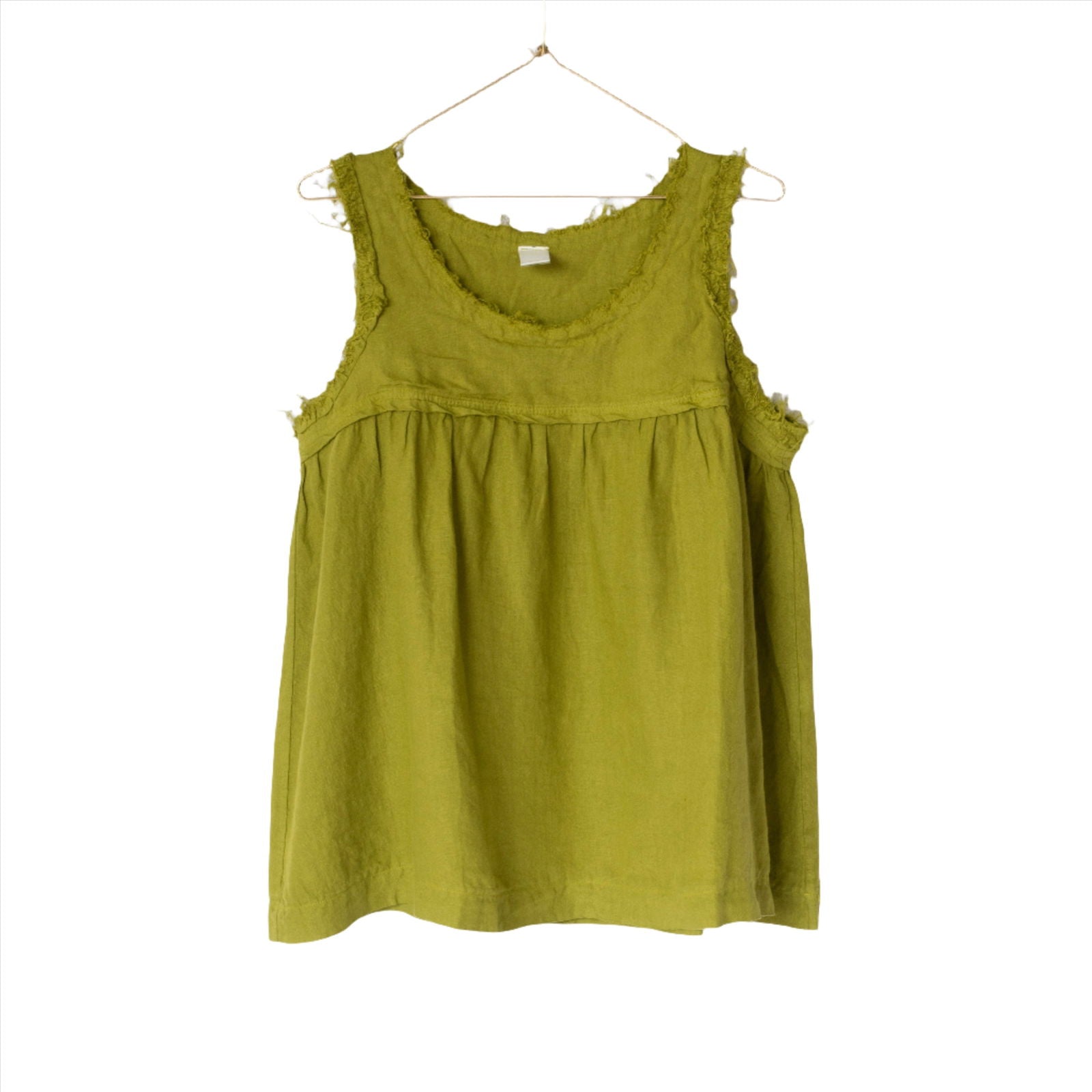 Montaigne Pur Frayed Singlet Top in Linen Acid Green